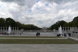 WASHINGTON DC, USA - APRIL 27 2019 - Many tourist at World War II Memorial photo