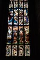 KUTNA HORA, CZECH REPUBLIC - JULY 14  2019 - Interior of dome saint barbara church window glass mucha liberty style photo