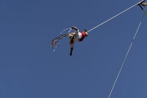 MEXICO CITY, MEXICO - JANUARY 30 2019 - The ancient dance of flyers los voladores photo