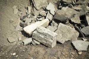 Construction waste. Broken stone. Building material. photo