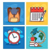 set scenes, with supplies education vector