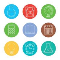 set of supplies education in circle frame vector