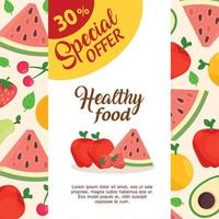 banner special offer of vegetables and fruits, thirty percent off vector