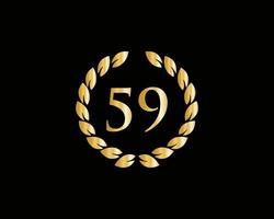 59th Years Anniversary Logo With Golden Ring Isolated On Black Background, For Birthday, Anniversary And Company Celebration vector