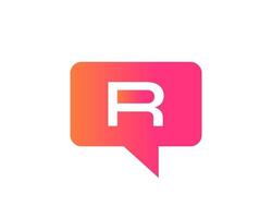logotipo de chat de la letra r. plantilla de diseño de logotipo de comunicación vector