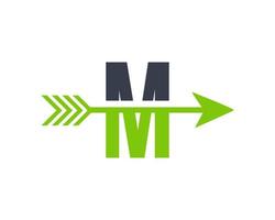 Letter M Success, Target Arrow Logo Design Vector Template