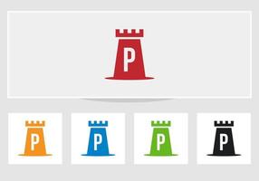 Letter P Castle Logo. Castle King Logo Design vector