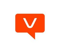 Letter V Chat Logo. Communication Logo Design Template vector