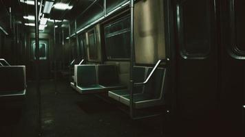 empty metal subway train in urban Chicago