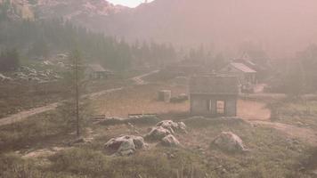 Aerial view of Swiss mountain village photo