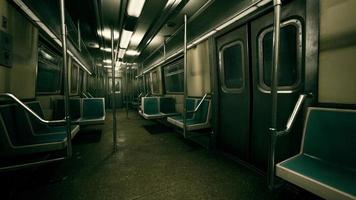 empty metal subway train in urban Chicago