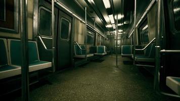 Empty benches of metro wagon photo