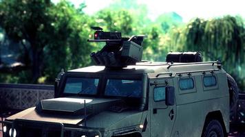 armored military car in big city photo