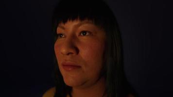 adult Mexican lady portrait in the dark photo