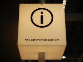 Information sign box hanging at the store. Find and order product here.