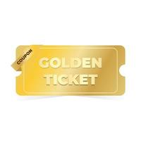 Gold ticket on a white background. Vector illustration. Eps 10.