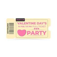 valentine day ticket template coupon party access symbol heart vector illustration