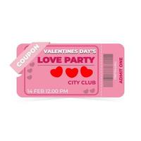 valentines day ticket template coupon party vector illustration