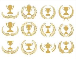 Award cups and trophy icons vector collection