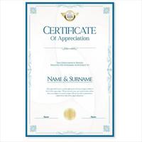 Elegant certificate or diploma retro vintage blue design vector