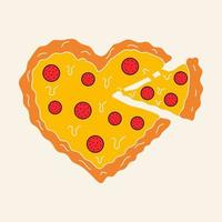 pizza en forma de corazón. concepto del día de san valentín vector