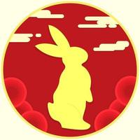 diseño vectorial plano 2023 decoración de año nuevo chino con silueta de conejo