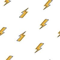 Seamless retro groovy pattern. Groovy power. Cartoon naive vector design with lightning. Style of the 60s, 70s, 80s.