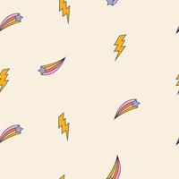 Seamless retro groovy pattern. Groovy power. Naive cartoon vector design. Style of the 60s, 70s, 80s.