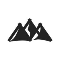 Tree mountain peaks with snow flat vector icon for outdoor apps and websites