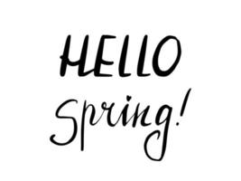 Hand lettering Hello spring. Vector hand drawn phrase.