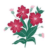 dibujar a mano flores y elementos de doodle de hojas.diseño floral para tarjetas de felicitación vector