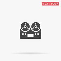 grabadora de cinta icono de vector plano. signo de estilo de glifo. símbolo de ilustraciones simples dibujadas a mano para infografías conceptuales, proyectos de diseños, ui y ux, sitio web o aplicación móvil.