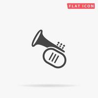 Trumpet flat vector icon. Glyph style sign. Simple hand drawn illustrations symbol for concept infographics, designs projects, UI and UX, website or mobile application.