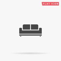 Sofa flat vector icon. Glyph style sign. Simple hand drawn illustrations symbol for concept infographics, designs projects, UI and UX, website or mobile application.