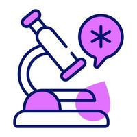 icono de moda de pruebas de laboratorio, vector de equipo de laboratorio de microscopio