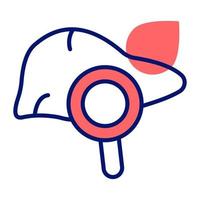 Liver with magnifier icon, medical checkup vector design