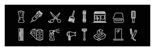 Set line Classic Barber shop pole,Blade razor icon.for design on black background. vector
