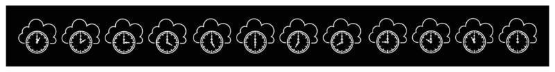 Simple cloud with alarm clock , Cloud computing time.Timer with cloud outline  icons for design on black background. vector