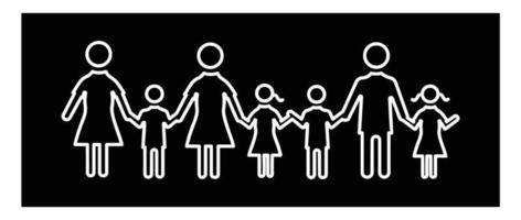 conjunto de iconos de la familia. mujer, hombre, pareja, hijos, hijo, hija. Conjunto de iconos de familia plana. iconos para el diseño sobre fondo negro. vector