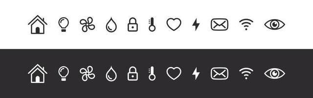 Smart home signs set. Smart house functional icons. Linear vector icons