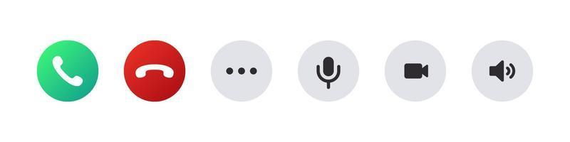 Call function icons. Phone call icons accept and decline. Incoming call icons. Vector images