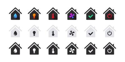 Smart home icon set. Smart house with functional icons. Vector icons