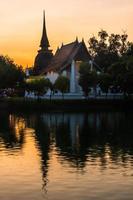 silhouette of Wat Temple beautiful temple in the historical park Thailand photo