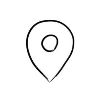 Doodle flat icon sketch of gps location for map. Direction location illustration for map. vector