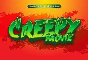 Creepy Movie text effect with graphic style and editable vector