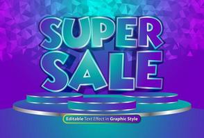 Super Sale text effect with graphic style and editable vector