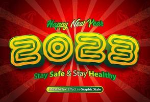 happy new year text effect with graphic style and editable vector