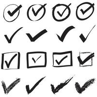 Hand drawn check mark vector collection isolated on white background