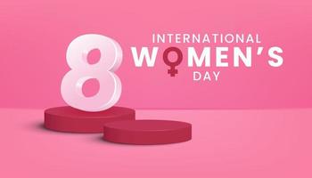 International Women's Day with stage 3d podium vector