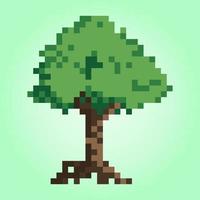 Set of green pixel trees, computer graphic Vector